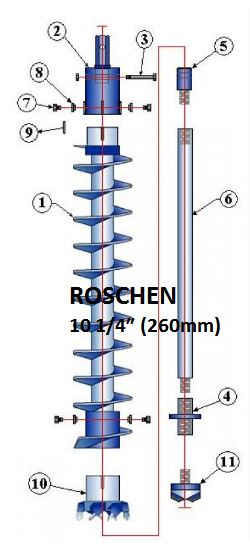 10 1/4 "Triple Key Hewish Hollow Stem STEM STEM (260mm)